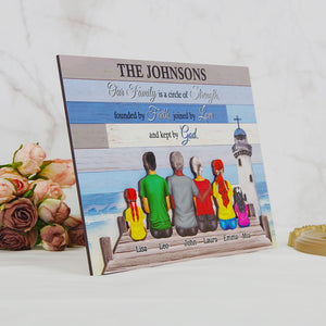 Our Family Is A Circle Of Strength Personalized Family Layered Wood Sign Stand - Wood Sign - GoDuckee