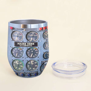 Flight Instruments Theme - Custom Pilot's Name Wine Tumbler - Wine Tumbler - GoDuckee
