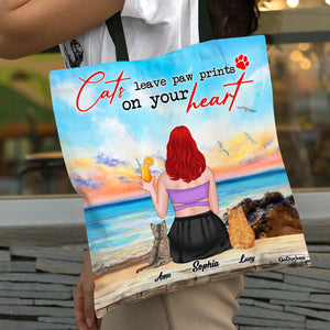 Pet Cats Leave Paw Prints On Your Heart Personalized Tote Bag - Tote Bag - GoDuckee