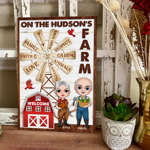 Hard Work Respect Caring Personalized Farmer Layered Wood Sign Stand, Gift For Elder Couple - Wood Sign - GoDuckee