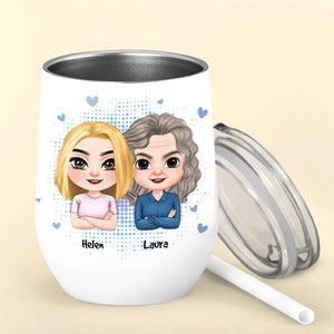 Behind Every Smart Daughter, Personalized Wine Tumbler, Gift For Mom - Wine Tumbler - GoDuckee