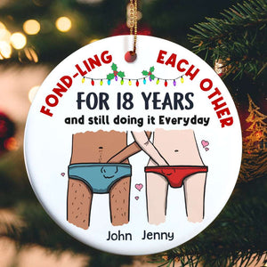 Fond-ling Each Other For Years Funny Ornament Personalized Couple Ornament, Christmas Tree Decor - Ornament - GoDuckee
