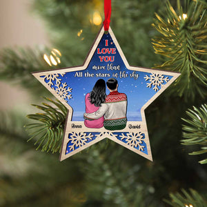 I Love You More Than All The Stars In The Sky Personalized Couple Ornament, Christmas Tree Decor - Ornament - GoDuckee