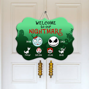 Welcome To Our Nightmare Personalized Halloween Wood Sign - Wood Sign - GoDuckee