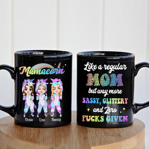 Like A Regular Mom But Way More Sassy, Personalized Mug, Gift For Mom, Mother's Day Gift, Unicorn Mom And Daughters - Coffee Mug - GoDuckee
