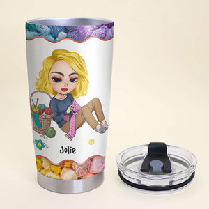 Personalized Knitting Girl Tumbler Cup - Crochet With No Chance - Tumbler Cup - GoDuckee