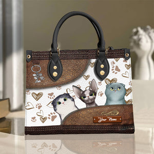 Personalized Cat Leather Bag, Gift For Cat Lovers - Leather Bag - GoDuckee