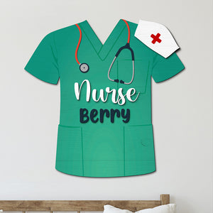 Personalized Nurse Uniform 2 Layers Wood Sign Gift For Her - Wood Sign - GoDuckee