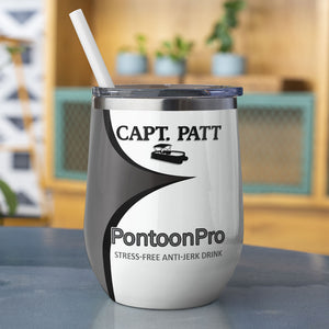 Pontoon Stress Free Anti Jerk Drink Personalized Wine Tumbler - Wine Tumbler - GoDuckee