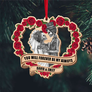 Skeleton Couple Love You Till Death and Beyond, Personalized Wood Ornament - Ornament - GoDuckee