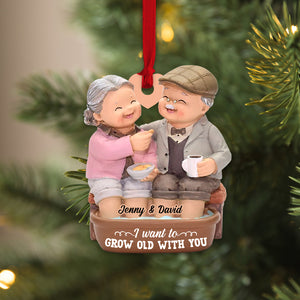I Want To Grow Old With You Funny Personalized Old Couple Ornament, Christmas Tree Decor - Ornament - GoDuckee