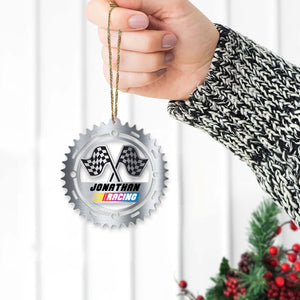 Racing With Checkered Flag & Cogwheel, Personalized Acrylic Ornament, Christmas Gift - Ornament - GoDuckee