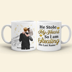 Personalized Newly Wedding Couple Coffee Mug, He Stole My Heart, Personalized Coffee Mug, Wedding Gift, Birthday Gift For Husband - Coffee Mug - GoDuckee