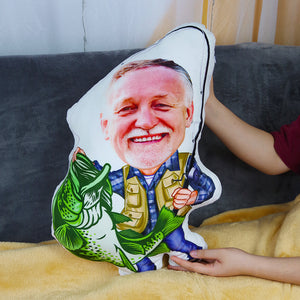 Fishing Old Man Custom Shape Pillow, Gift For Man - Pillow - GoDuckee
