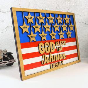 God Bless The Family, Personalized Layered Wood Sign Stand, Gift For Family, Friends - Wood Sign - GoDuckee