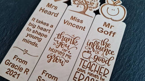 Teacher Personalized Thank You Wooden Bookmark - Gifts for Teachers - Bookmarks - GoDuckee