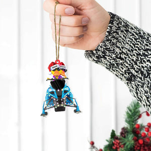 Snowmobile Happy Ducks Sleighing Personalized Acrylic Custom Shape Ornament Christmas Tree Decor - Ornament - GoDuckee