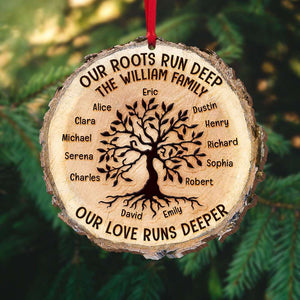 Our Roots Run Deep Our Love Runs Deeper, Personalized Family Tree Wood Ornament - Ornament - GoDuckee
