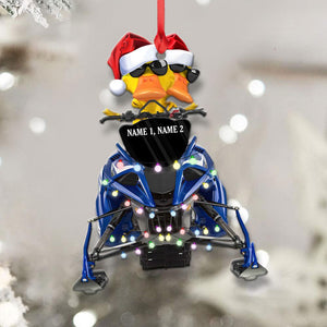 Snowmobiling Duck - Personalized Christmas Ornament - Christmas Gift For Snowmobile Lovers - Ornament - GoDuckee