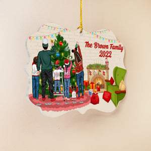 Family Decorate Christmas Tree Personalized Medallion Acrylic Ornament - Ornament - GoDuckee