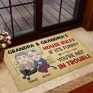 If It's Funny You're Not In Trouble - Personalized Grandparent Doormat, Gift For Family - Doormat - GoDuckee