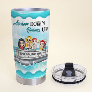 Personalized Pontoon Friends Tumbler - Anchors Down Bottoms Up - Tumbler Cup - GoDuckee