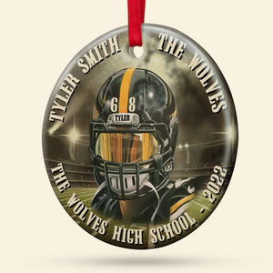 Football Player Custom Jersey Color, School Name & Team Name Ceramic Ornament - Ornament - GoDuckee