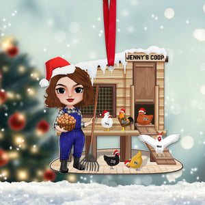 Poultry Farming Girl, Personalized Chicken Coop Ornament, Christmas Decor for Farm Girls - Ornament - GoDuckee