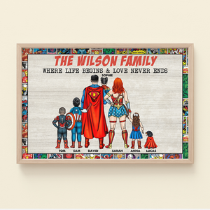 Family Where Love Never Ends Personalized Canvas Print, Gift For Families - Poster & Canvas - GoDuckee