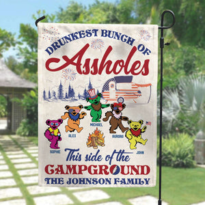 Drunkest Bunch of Assholes This Side of the Campground Personalized Independence Day Flag - Flag - GoDuckee