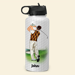 Jesus Is My Savior Golf Is My Therapy - Personalized Water Bottle - Water Bottles - GoDuckee