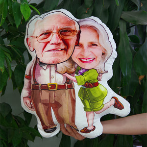 Custom Face Pillow, Love Family, Old Couple Happiness - Pillow - GoDuckee