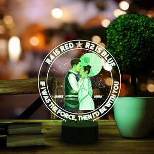Couple R4 Is Red R2 Is Blue If I Was The Force Then I'd Be With You Personalized Led Night Light - Led Night Light - GoDuckee