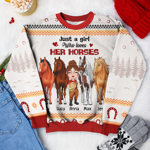 Just A Girl Who Loves Her Horses Personalized Horse Shirt, Gift For Farmer - AOP Products - GoDuckee