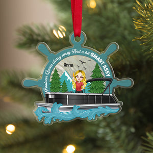 Pontoon Queen - Classy Sassy Smart Assy, Personalized Steering Wheel Ornament - Ornament - GoDuckee