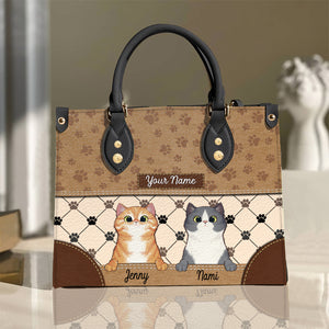 Personalized Cat Leather Bag, Gift For Cat Lovers - Leather Bag - GoDuckee