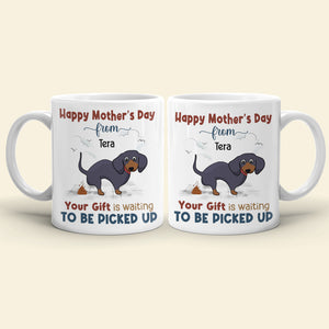 Your Gift Is Waiting To Be Picked Up, Personalized Mug, Gift For Dog Mom, Mother's Day Gift, Chibi Dogs - Coffee Mug - GoDuckee