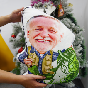 Fishing Old Man Custom Shape Pillow, Gift For Man - Pillow - GoDuckee