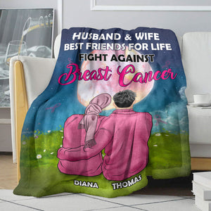 Breast Cancer Awareness - Personalized Pink Couple Blanket - Husband And Wife Fight Against Breast Cancer - Blanket - GoDuckee