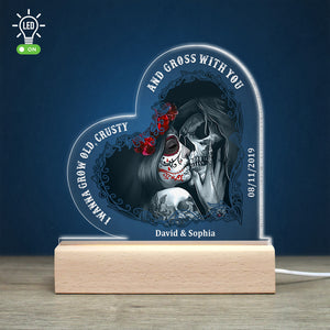 I Wanna Grow Old With You Personalized 3D Led Light Wooden Base, Couple Gift - Led Night Light - GoDuckee