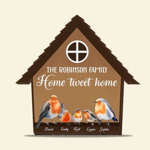 Home Tweet Home, Personalized Wood Sign, Happily Ever After Bird Family Wood Sign - Wood Sign - GoDuckee