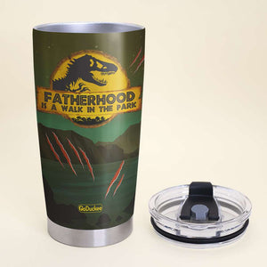 Fatherhood Is A Walk In The Park Jurassic W. - Personalized Tumbler Cup - Father's Day Gifts For Dad - Dinosaur Dad and Dino Kids - Tumbler Cup - GoDuckee