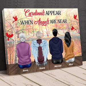 Cardinal's Appear When Angels Are Near, Personalized Heaven Family Memorial Canvas - Poster & Canvas - GoDuckee