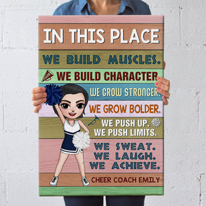 Personalized Cheer Coach Girl Poster - In This Place We Build Muscles - Poster & Canvas - GoDuckee