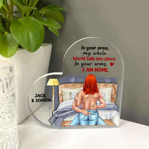 In Your Arms I Am Home Personalized Couple Plaque, Gift For Couple - Decorative Plaques - GoDuckee