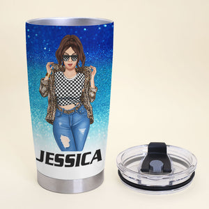 Personalized Racing Girl Tumbler - I Have A Checkered Past - Tumbler Cup - GoDuckee