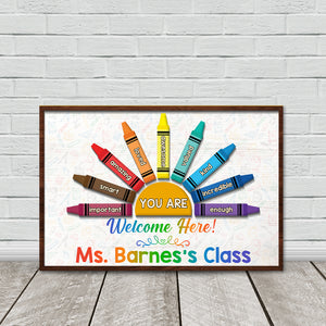 Welcome Here Personalized Teacher Layers Wood Sign - Wood Sign - GoDuckee