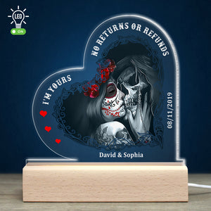 I'm Yours No Returns Or Refunds Personalized 3D Led Light Wooden Base, Couple Gift - Led Night Light - GoDuckee