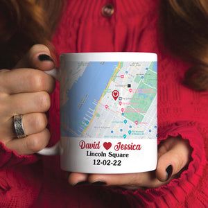 Custom Couple Photo Mug, Custom Love Map, Gift For Couple - Coffee Mug - GoDuckee