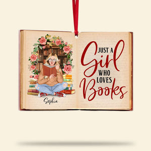 Book Just A Girl Who Loves Books, Personalized Acrylic Ornament - Ornament - GoDuckee